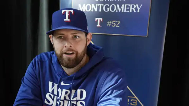 Jordan Montgomery answers questions during Press Conference