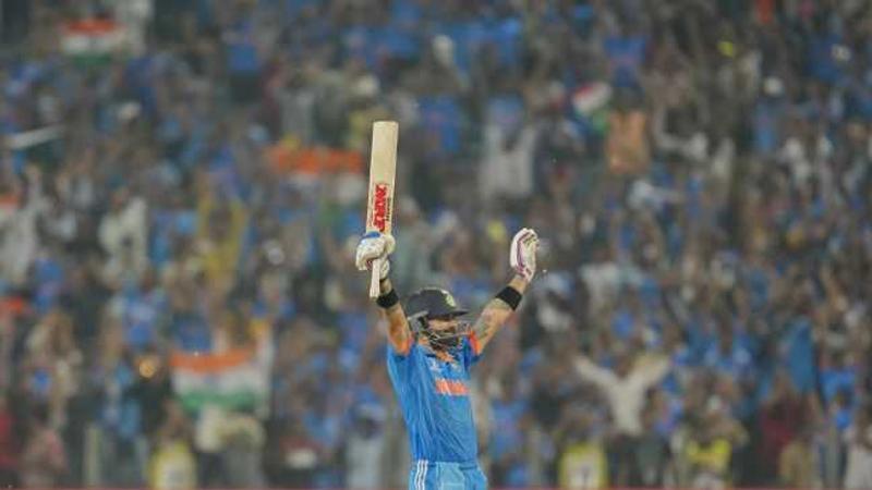 Virat Kohli celebrates after scoring his ODI ton as India win over Bangladesh