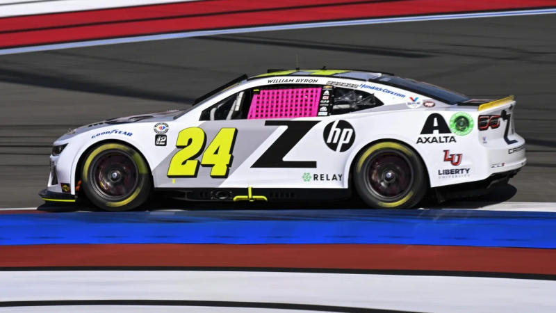 William Byron steers his car during a NASCAR Cup series Auto Race