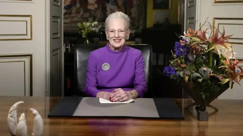 Queen Margrethe II gives a New Year’s speech and announces her abdication from Christian IX’s Palace, Amalienborg Castle, in Copenhagen