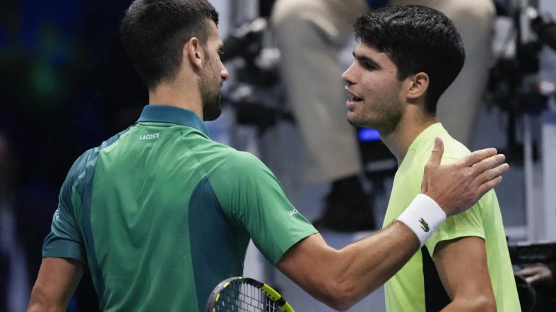 Novak Djokovic with Carlos Alcaraz