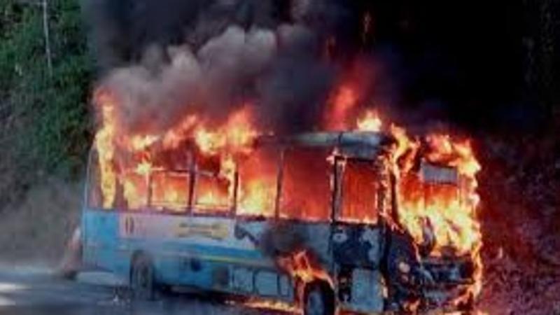  Bus Catches Fire in Palnadu