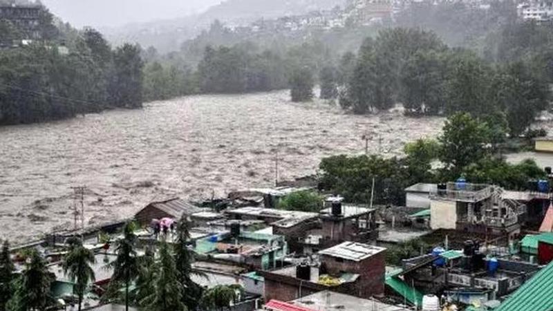 The Beas River overflows, submerging houses, markets, and the iconic Panchvaktra Temple, leaving the city in distress.