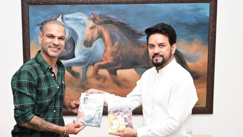 Anurag Thakur meets Shikhar Dhawan