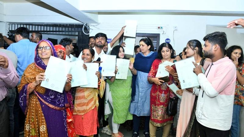 Refugees were granted Indian citizenship during a camp with Gujarat minister Harsh Sanghavi present.