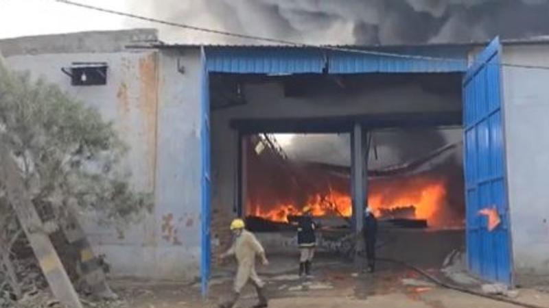 A fire broke out at a shoe godown in Delhi’s Alipur area in Bhorgarh near Shani Mandir on Sunday afternoon