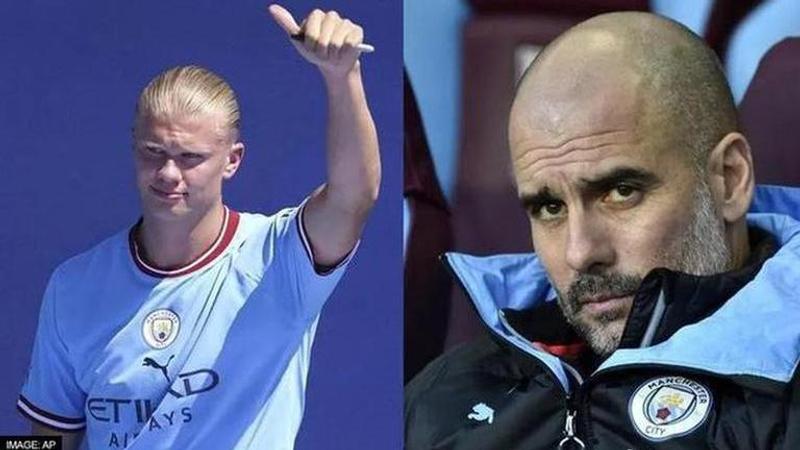 Erling Haaland and Pep Guardiola