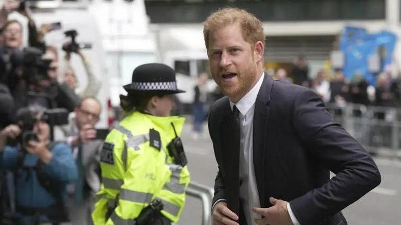 Prince Harry arrives at the High Court in London