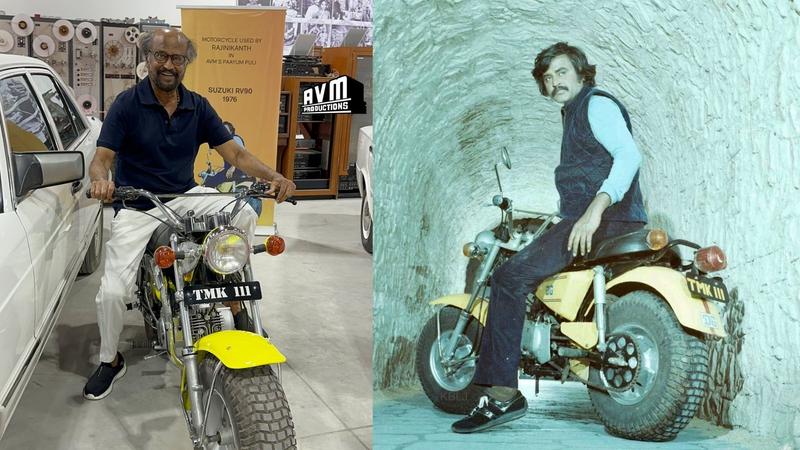 Rajinikanth poses with his bike from Paayum Puli