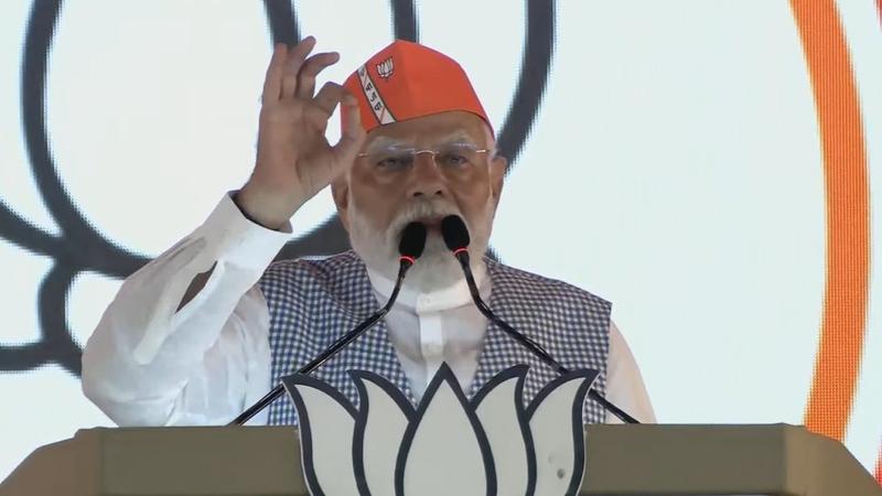 PM Narendra Modi addressing a rally in Odisha's Jajpur