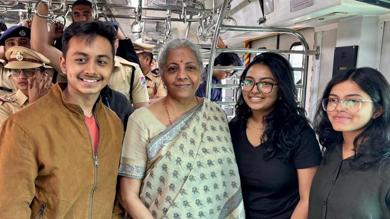 Finance Minister Nirmala Sitharaman With Passengers Inside Mumbai Local