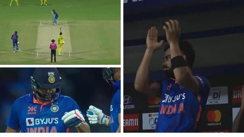 Virat Kohli applauds a shot by Shubman Gill