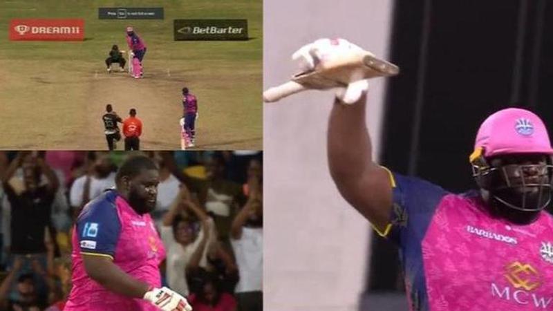 Rahkeem Cornwall does a 'Bat-drop' celebration after scoring an EPIC century in CPL- WATCH