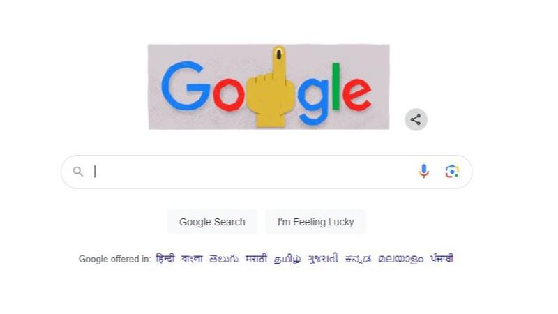 Google Doodle Honors 3rd Phrase Of Polling With A Symbolic Ink-Marked Index Finger Gesture