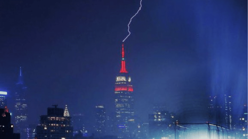 Empire State Building Struck With Lighting During Thunderstorm