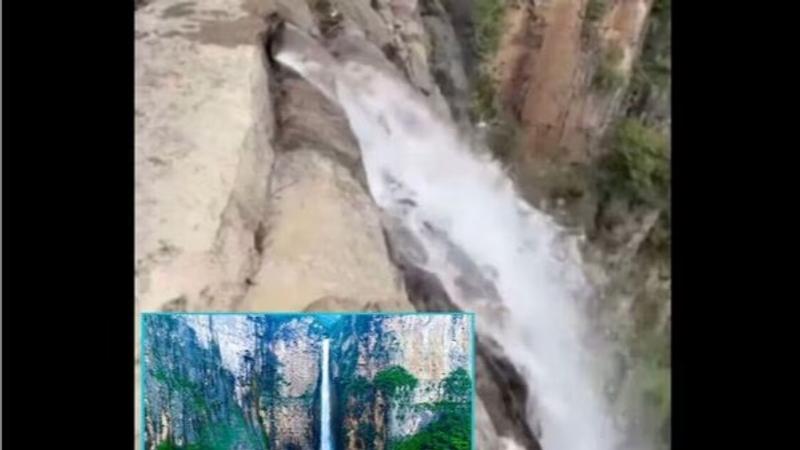 Hiker finds pipe feeding China's tallest waterfall