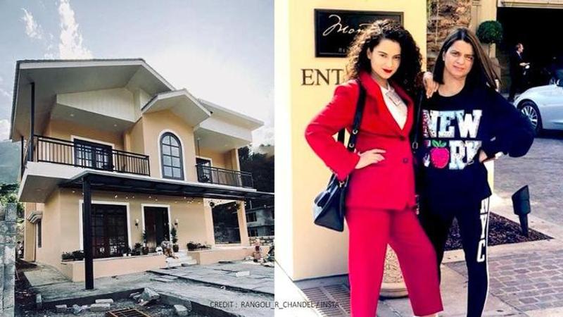 Kangana Ranaut strikes a pose with sister Rangoli while showing her new Manali house