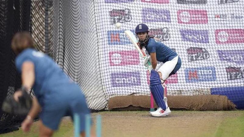 England’s Maia Bouchier during a nets session at The 1st Central County Ground, in Brighton, England,