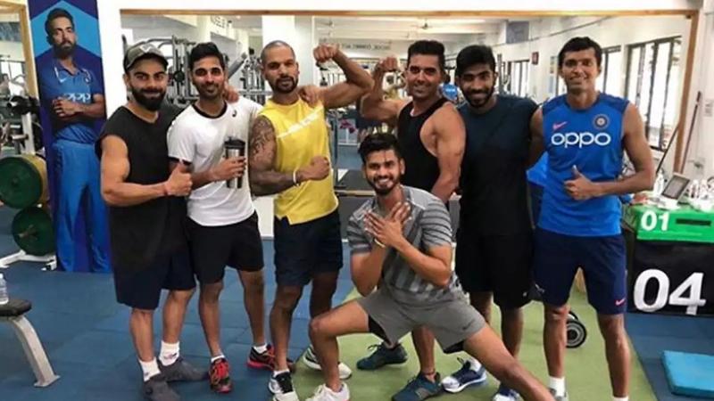 Team India players in gym