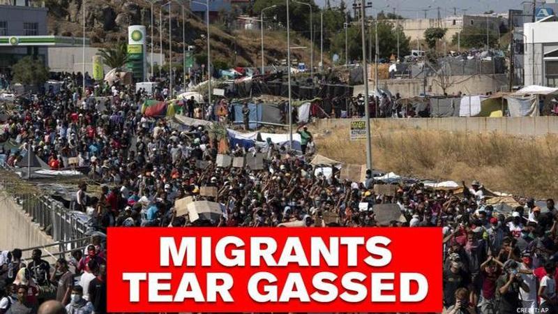 Moria Migrants: Protesters demanding 'freedom' tear gassed by police