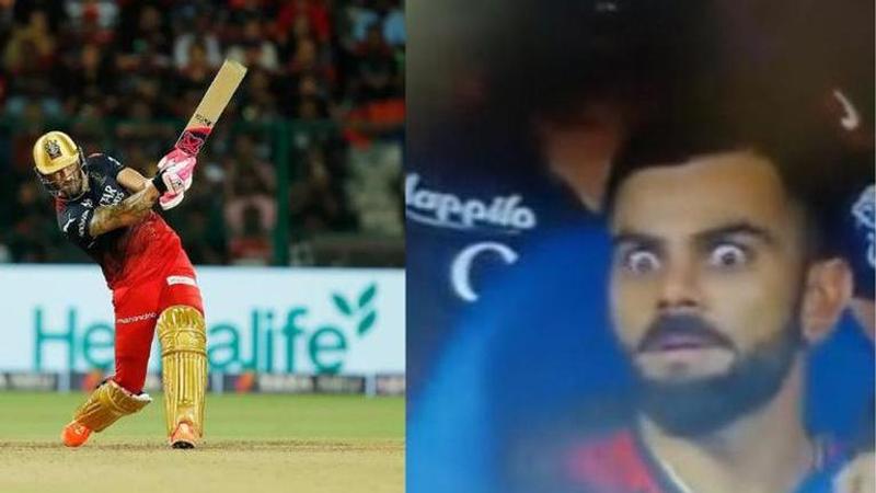 RCB vs LSG: Virat Kohli left in complete shock as Faf du Plessis hits 115m six - WATCH