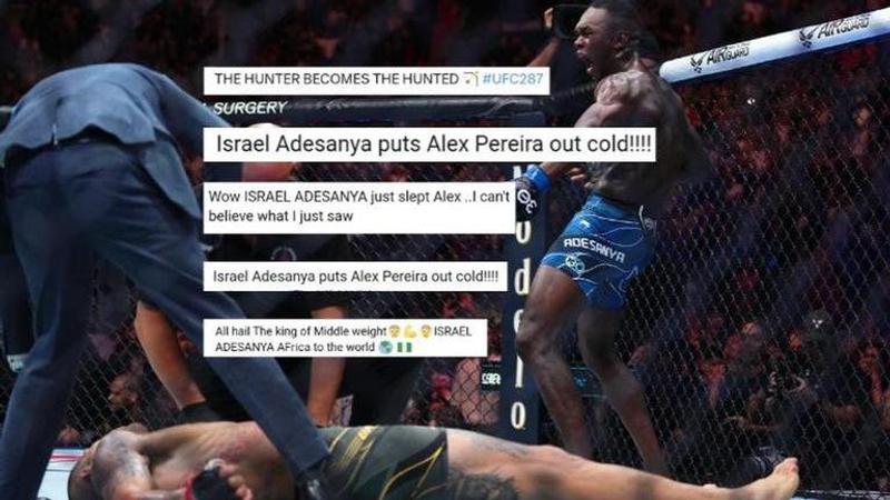 MMA fans went bonkers as Israel Adesanya knocks Alex Pereira out cold at UFC 287