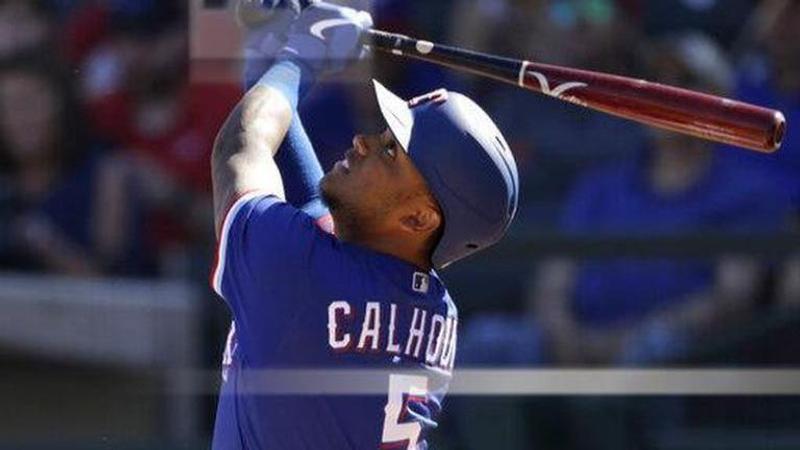 Rangers LF Calhoun cleared for workouts after broken jaw