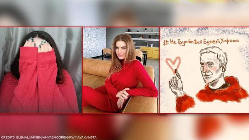 Russians share selfie in red to show support for Alexei Navalny