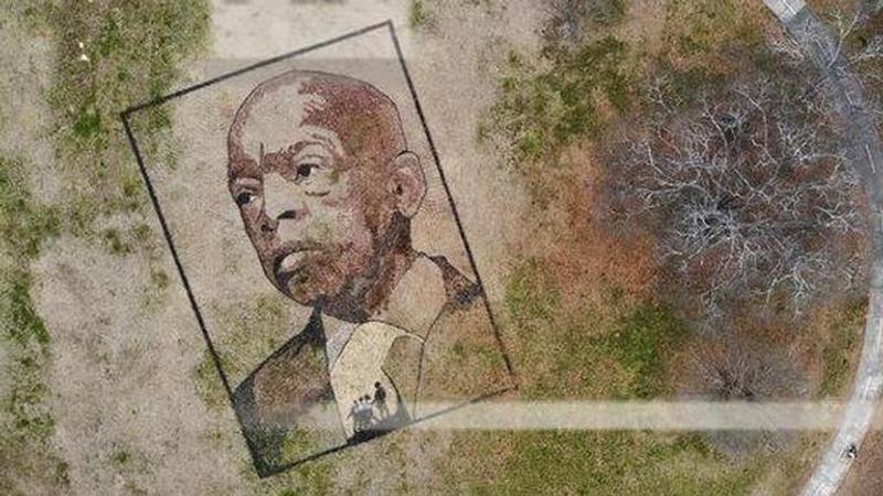 Artist creates natural portrait of Lewis in Atlanta park