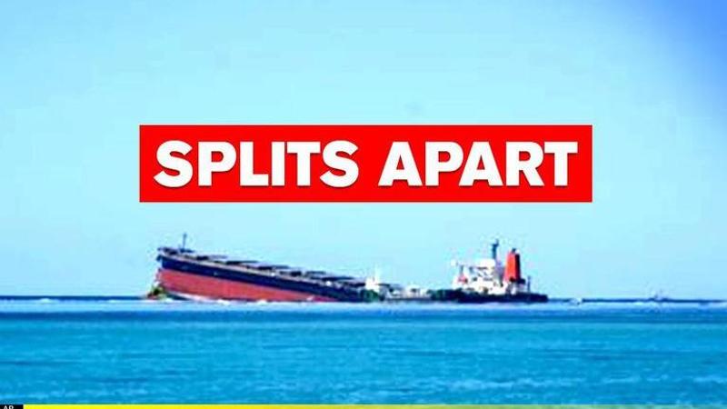 Mauritius oil spill: Japanese ship splits apart leaking tons of oil