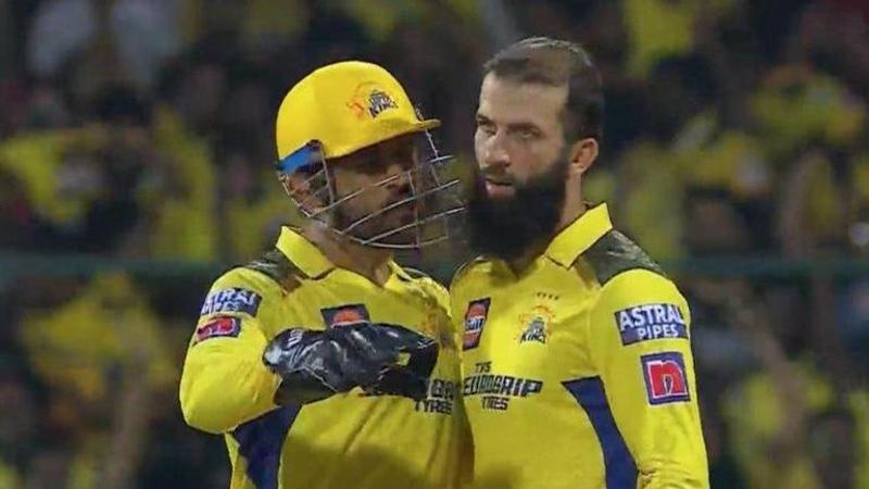 CSK vs RCB MS Dhoni loses his cool on Moeen Ali during IPL 2023