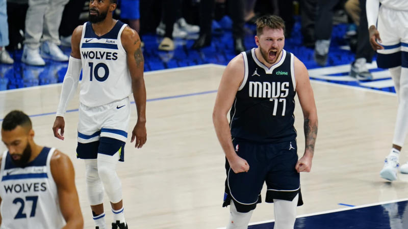 Luka Doncic hyped up against Minnesota Timberwolves in Game 3 of Western Conference Finals