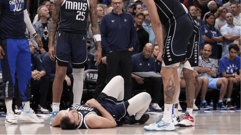 Luka Doncic down injured in Dallas Mavericks' game 3 against OKC Thunder