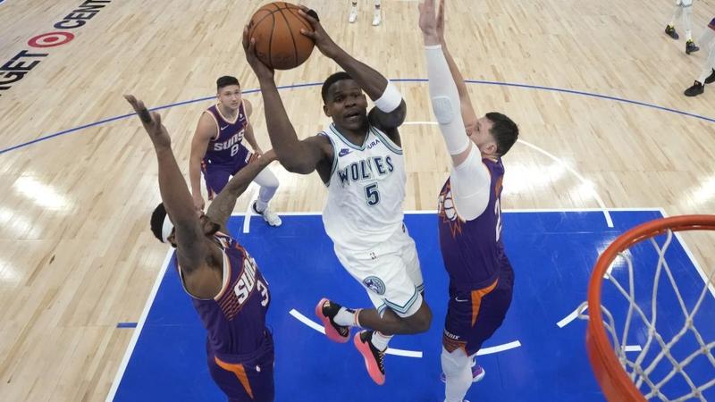 Minnesota Timberwolves guard Anthony Edwards in action against Phoenix Suns