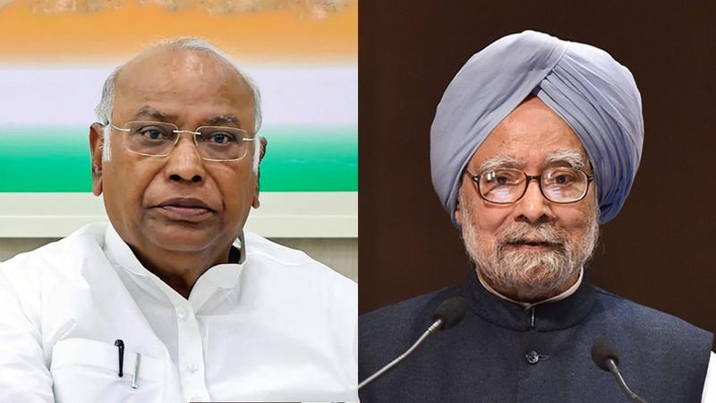 Mallikarjun Kharge and Dr Manmohan Singh