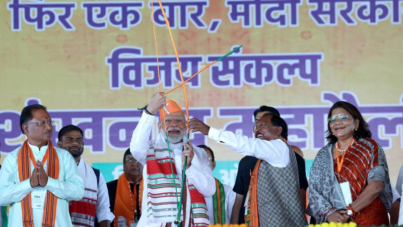 PM Modi hit out at the Congress, saying the "vote bank-hungry" party wanted to implement reservation on the basis of religion.