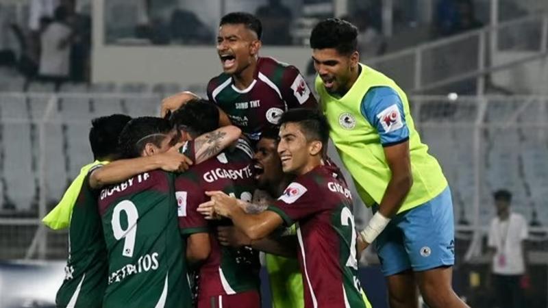 Mohun Bagan players celebrate.