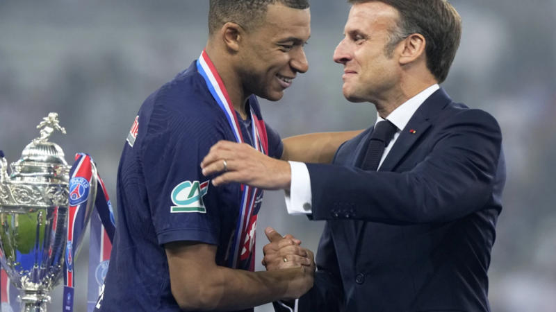 Kylian Mbappe alongside France President Emmanuel Macron