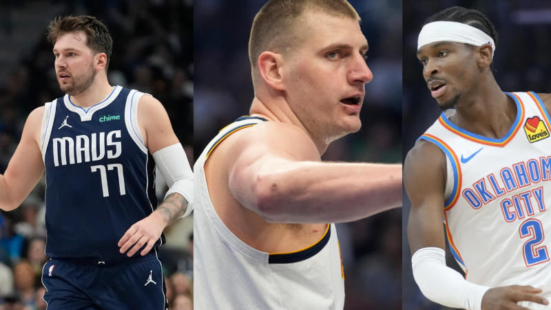 Luka Doncic (l), Nikola Jokic (c) and Shai Gilgeous-Alexander are frontrunners to win NBA MVP 2024