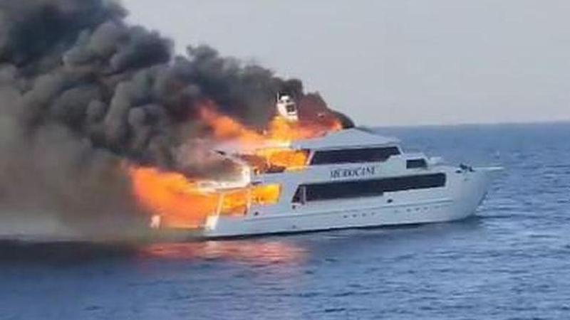 Three British tourists missing after a boat caught fire off Egypt’s Red Sea coast, authorities say