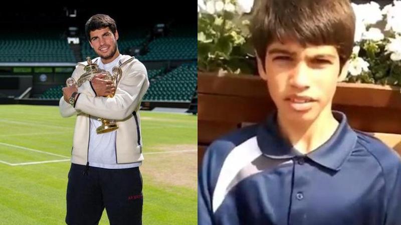 12-Year-Old Carlos Alcaraz's video of his 'Wimbledon' dream goes viral - WATCH