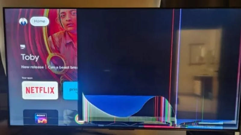 The broken television image shared by X user. 