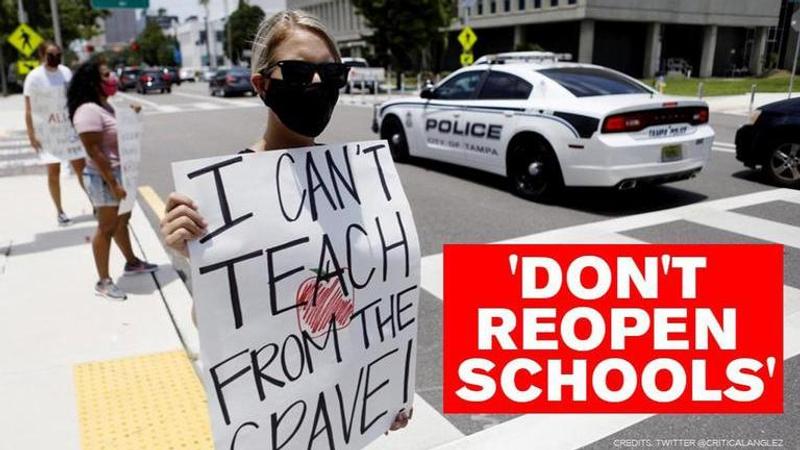 US: Teachers protest in-class instructions as governors mull reopening schools