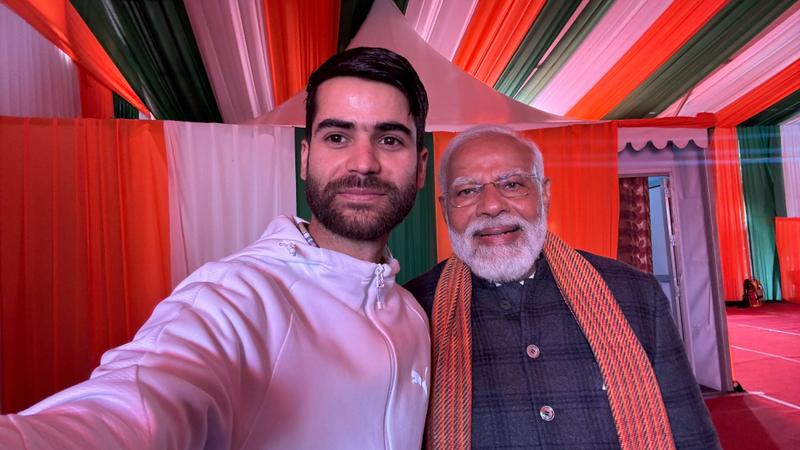 PM Narendra Modi posed for a selfie with Kashmiri youth Nazim in Srinagar