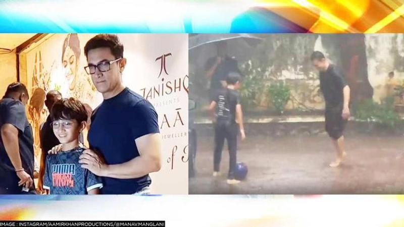 Aamir Khan, Azad plays football with aamir khan