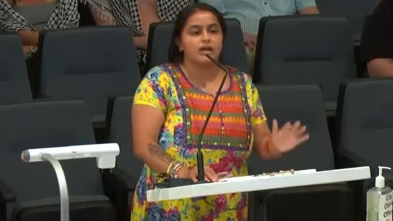 Riddhi Patel during one of her viral rants at the council meeting. 