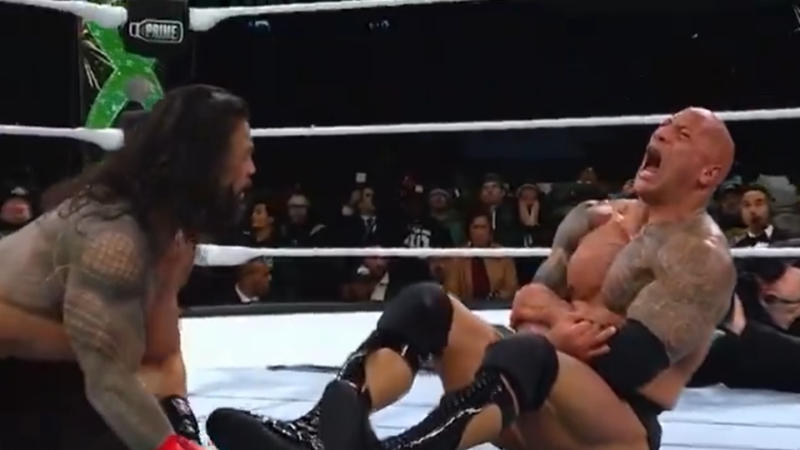 The Rock's hilarious reaction after Roman Reigns Spear