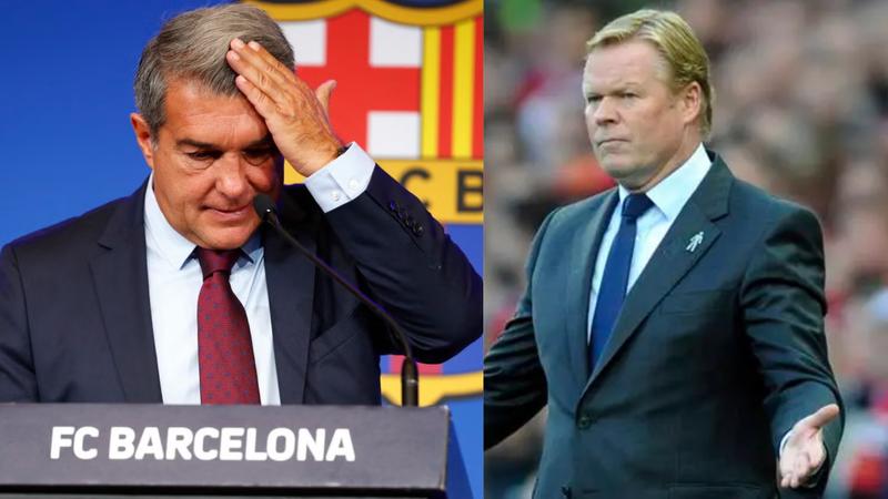 Netherlands manager Ronald Koeman (R) rips apart Barcelona
