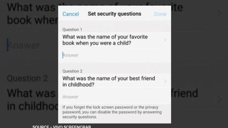 how to change security question in vivo