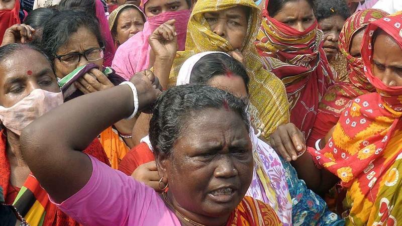 Protests in Sandeshkhali. 